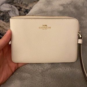 White leather coach wristlet